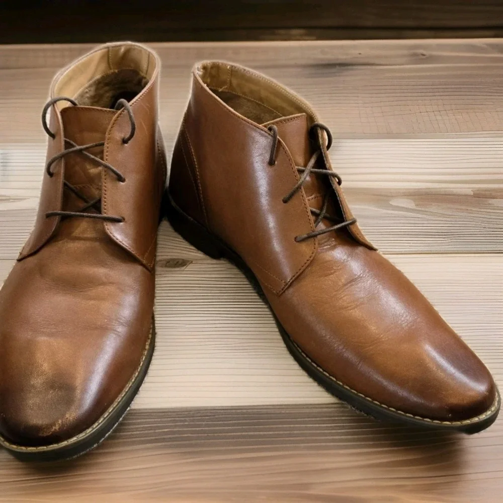 Florsheim Mens Chukka Boots Brown Leather Lace Up Dress Boots Classic 10D